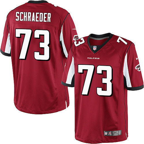 Youth Elite Ryan Schraeder Nike Jersey Red Home - #73 NFL Atlanta Falcons